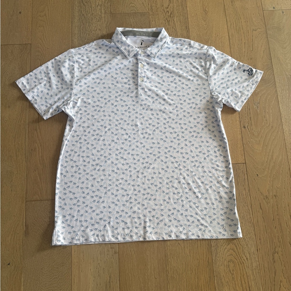 Anderson Ord Mens Polo Shirt XL White Blue